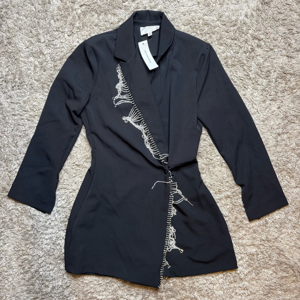 Elegant Black Women's Dress with Silver Accents